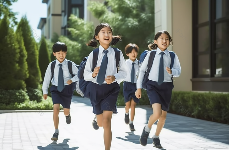 快乐奔跑的学生去上学,高清,摄影图,摄影图片,图片大全,摄影图免费下载